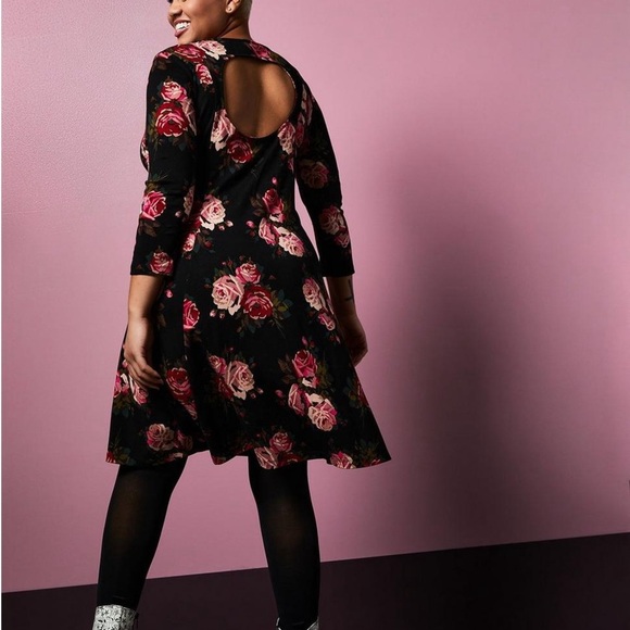 Torrid x Betsey Johnson Floral Ponte Skater Dress With Back Cutout - Picture 3 of 12